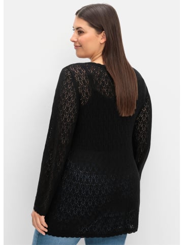 sheego V-Ausschnitt-Pullover in schwarz