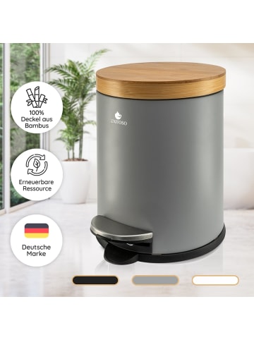 Exitoso EXITOSO Tretmülleimer mit Softclose-Deckel aus Bambus, 5 l - ideal für Bad & C