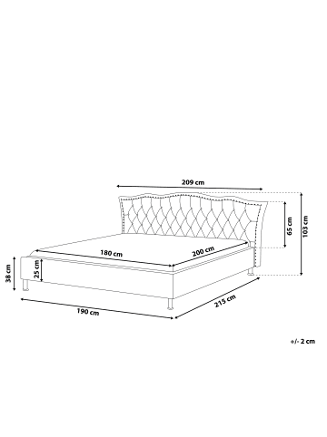 Beliani Doppelbett METZ in Schwarz/Silber - (W) 209 x (H) 103 x (L) 215 cm