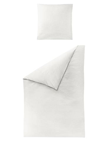 Traumschloss Seersucker Sommer Bettwäsche uni weiß in weiß