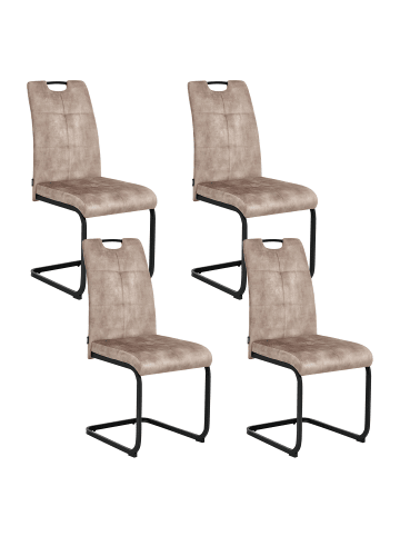 Beliani 4er-Set Esszimmerstuhl CISCO in Beige/Schwarz