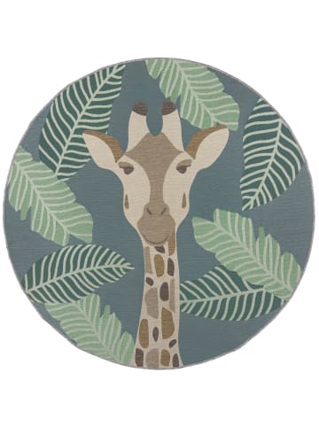 KADIMA DESIGN Outdoor-Teppich mit Giraffenmotiv, kreisrund, Safari-Spielteppich