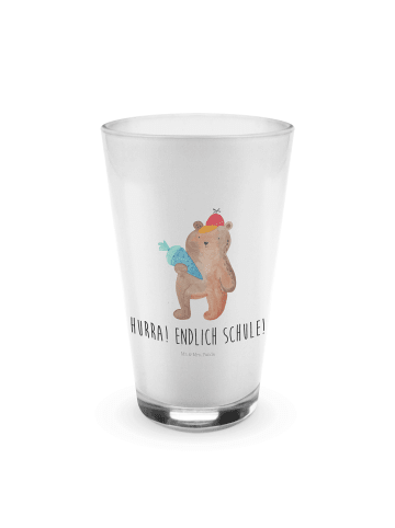 Mr. & Mrs. Panda Latte Macchiato Glas Bär Schultüte mit Spruch in Transparent