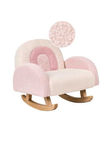 Beliani Kinderschaukelstuhl OMBO in Rosa/Braun - (W) 44 x (H) 48 x (L) 53 cm