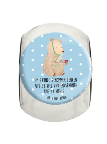Mr. & Mrs. Panda Bonboniere Bär Arzt mit Spruch in Blau Pastell
