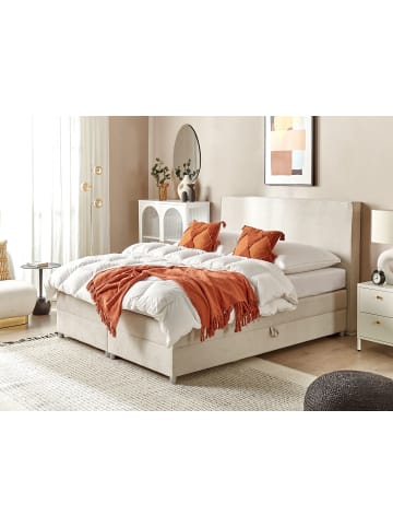 Beliani 5-tlg Boxspring Bett MINISTER in Beige/Silber