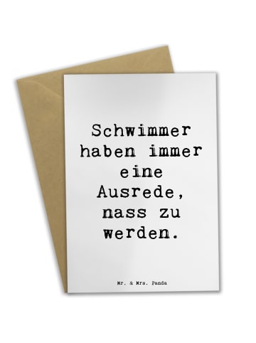 Mr. & Mrs. Panda Grußkarte Spruch Schwimmen Ausrede mit Spruch in Weiß