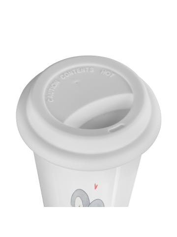 Mr. & Mrs. Panda Mehrwegbecher Pinguine Kuscheln mit Spruch in Weiß