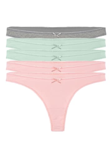Yenita® String-Tangas 5er Set in mint-pink-grau