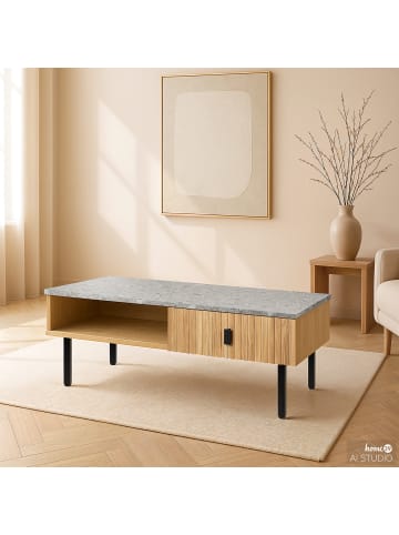 home24 Couchtisch NYAM in Eiche / Schwarz