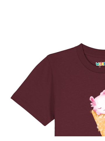 wat? Apparel T-Shirt Axolotl ice cream in Weinrot