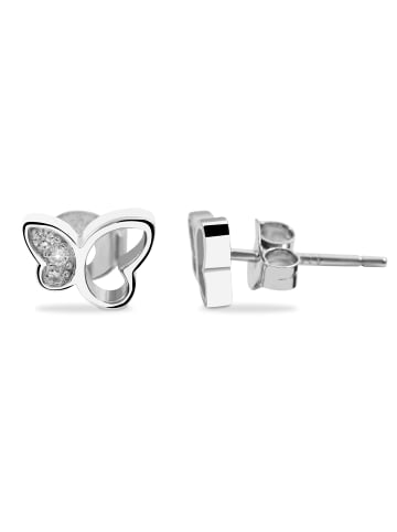 Adeliás Kinder Ohrstecker Schmetterling aus 925 Silber mit Zirkonia in silber