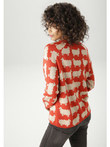Aniston CASUAL Strickpullover in rot-beige-schwarz