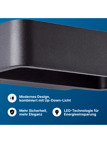Brilliant a LED Außenwandleuchte 22x13cm in schwarz