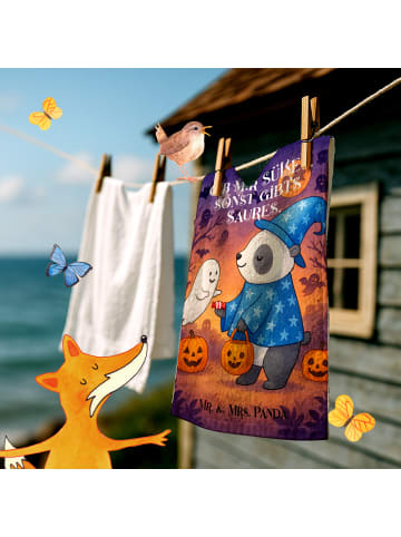 Mr. & Mrs. Panda Handtuch Panda Zauberer Design mit Spruch in Weiß