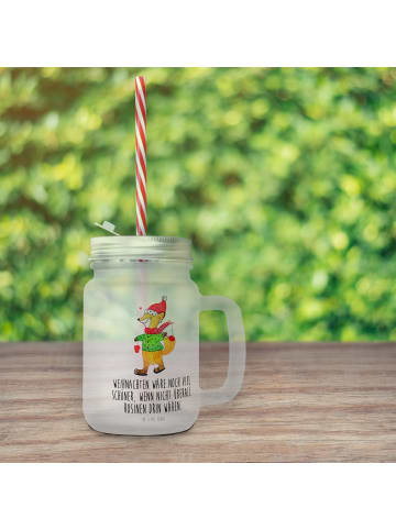 Mr. & Mrs. Panda Trinkglas Fuchs Schlittschuhe mit Spruch in Transparent