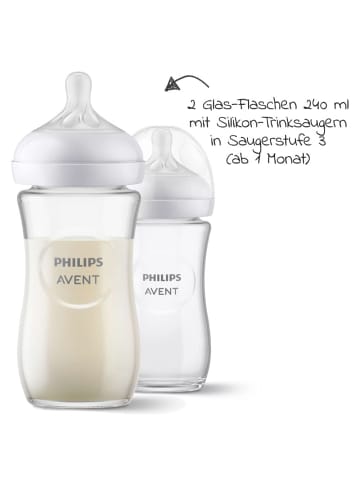 Philips Avent Glas-Flasche 4er Pack Natural Response in weiss