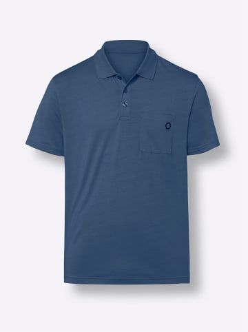 Sieh an! Kurzarm-Poloshirt in jeansblau