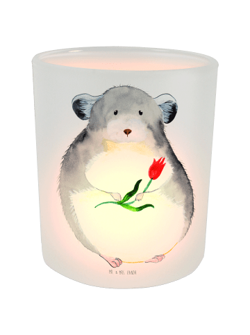 Mr. & Mrs. Panda Teelichthalter Glas Chinchilla Blume ohne Spruch in Transparent