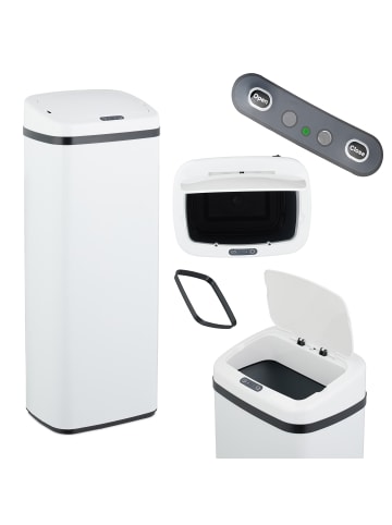 relaxdays Mülleimer mit Sensor in Weiß - 50 Liter