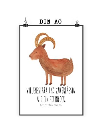Mr. & Mrs. Panda Poster Sternzeichen Steinbock mit Spruch in Weiß