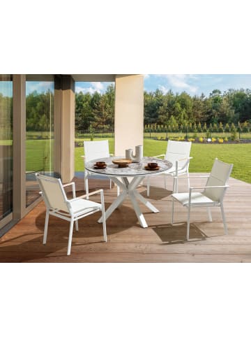 Beliani 5-tlg Gartentisch Set MALETTO/BUSSETO in Weiß/Grau/Braun