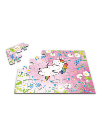 Mr. & Mrs. Panda Puzzle Einhorn Blümchentail ohne Spruch in Rot Pastell