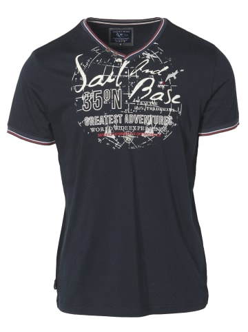 KOROSHI Kurzarm T-Shirt in blau