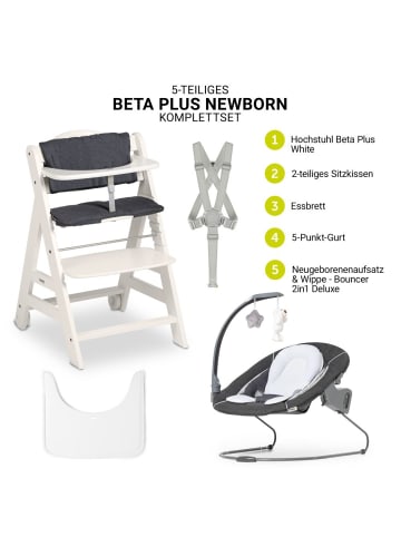 Hauck Beta Plus White 5-tlg. Newborn Set - Hochstuhl + 2in1 in weiss,grau