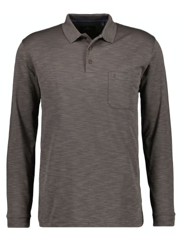 Ragman Langarm Poloshirt mit Jaquard-Muster in Beige