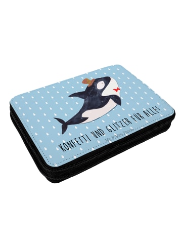 Mr. & Mrs. Panda Mäppchen Orca Zylinder mit Spruch in Blau Pastell