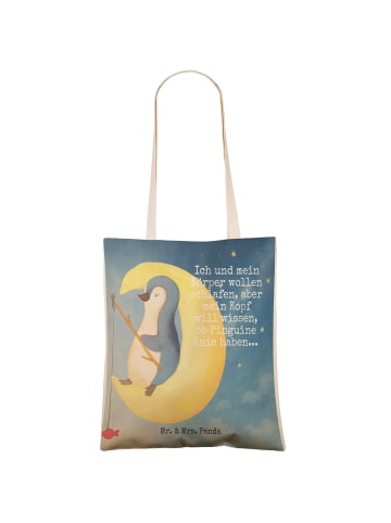 Mr. & Mrs. Panda Einkaufstasche Pinguin Mond Design mit Spruch in Weiß