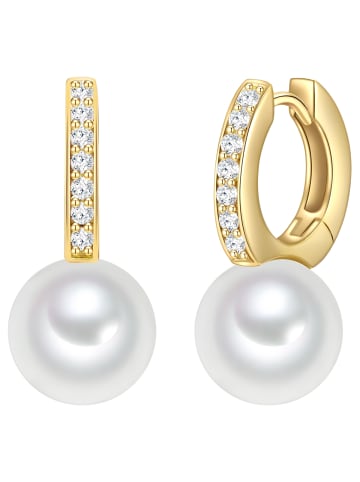 Rafaela Donata Creolen aus Sterling Silber mit Zirkonia und Muschelkernperle in gelbgold
