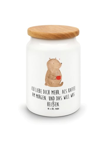 Mr. & Mrs. Panda Vorratsdose Bär Morgenkaffee mit Spruch in Weiß