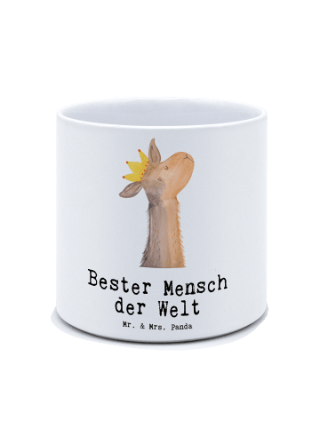 Mr. & Mrs. Panda Blumentopf Lama Bester Mensch der Welt mit Spruch in Weiß
