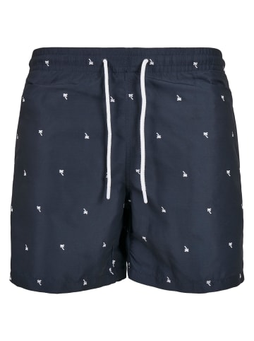 Urban Classics Badeshorts in palmtree/midnighnavy/white