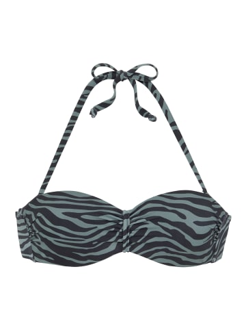 Venice Beach Bügel-Bandeau-Bikini-Top in schwarz-oliv