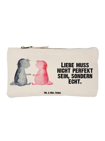 Mr. & Mrs. Panda Schminktasche Axolotl Liebe mit Spruch in Weiß