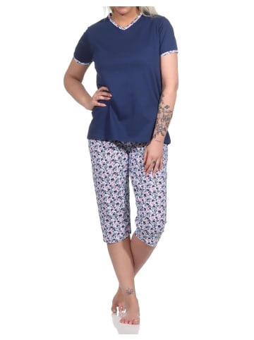 NORMANN Capri Pyjama kurzeSchlafanzug Caprihose - 74514 in marine