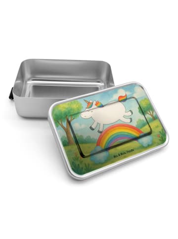 Mr. & Mrs. Panda Brotbox Einhorn Regenbogen Design ohne Spruch in Weiß