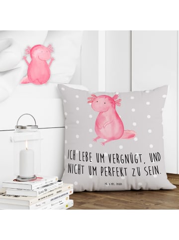 Mr. & Mrs. Panda Kissen 40x40 Axolotl Niedlich mit Spruch in Grau Pastell
