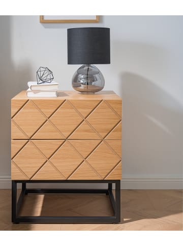 home24 Nachtkommode Pattada in Eiche / Schwarz