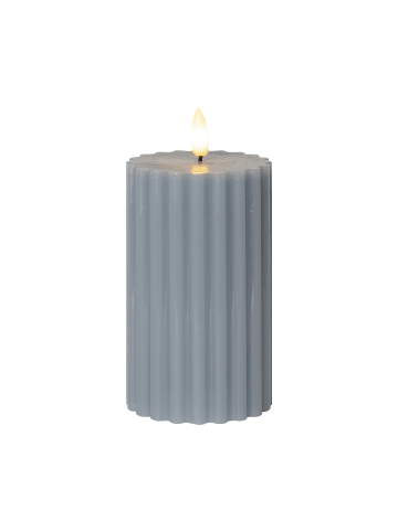 STAR Trading LED Echtwachskerze Flamme Stripe,  flackernd, blau, 15cm in Blau,Grau
