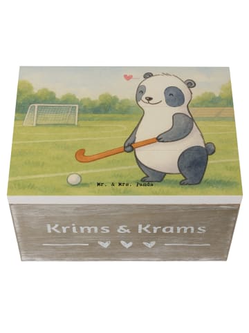 Mr. & Mrs. Panda Holzkiste Panda Hockey spielen Design ohne Spruch in Weiß