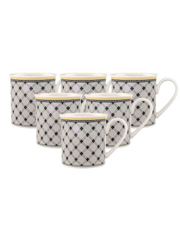 Villeroy & Boch 6er Set Kaffeebecher Audun Promenade 300 ml weiß-grau-gelb in weiß-grau-gelb