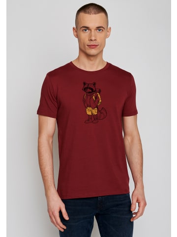 GreenBomb T-Shirt Animal Raccoon Hike in Burgunder