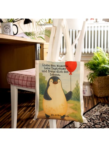 Mr. & Mrs. Panda Shopper Pinguin Luftballon Design mit Spruch in Weiß