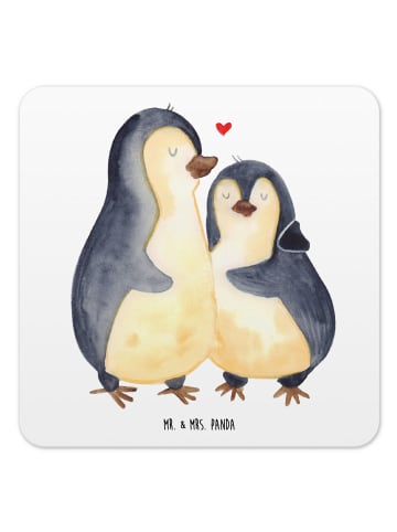 Mr. & Mrs. Panda Untersetzer Set Pinguin umarmen ohne Spruch in Weiß