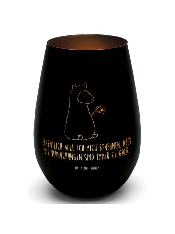 Mr. & Mrs. Panda Windlicht Alpaka Fahne mit Spruch in Schwarz