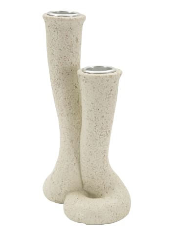 Mauro Ferretti Kerzenhalter aus cremefarbenem Metall, 10 x 6,5 x 17,5 cm